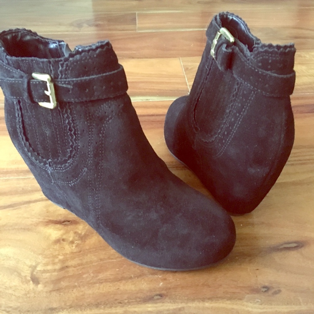 Dolce Vita Black Suede Wedge Booties